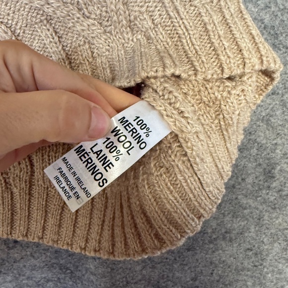 Inis Crafts Ireland Beige Cable Knit Turtleneck Sweater 100% Merino Wool Women S - Picture 6 of 12